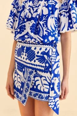 Farm Rio Navy Blue Jungle Scarf Mini Skirt -Farm Rio Store 309382 03