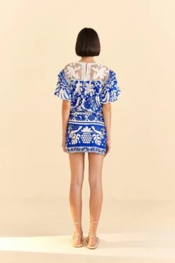 Farm Rio Navy Blue Jungle Scarf Mini Skirt -Farm Rio Store 309382 04