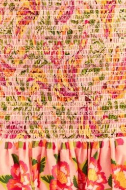 Farm Rio Pink Painted Bananas Smocked Mini Skirt -Farm Rio Store 309383 05