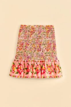 Farm Rio Pink Painted Bananas Smocked Mini Skirt -Farm Rio Store 309383 06