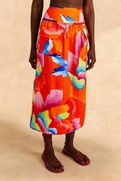 Farm Rio Red Ombre Chita Midi Skirt 10 Farm Rio Red Ombre Chita Midi Skirt -Farm Rio Store 309389 03