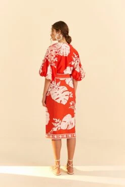 Farm Rio Red Lace Monsteras Midi Skirt -Farm Rio Store 309392 04