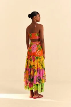 Farm Rio Mixed Romantic Garden Maxi Skirt -Farm Rio Store 309411 03