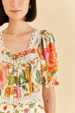 Farm Rio Off-White Macaw Bloom Blouse 8 Farm Rio Off-White Macaw Bloom Blouse -Farm Rio Store 309414 03