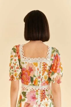 Farm Rio Off-White Macaw Bloom Blouse 9 Farm Rio Off-White Macaw Bloom Blouse -Farm Rio Store 309414 04