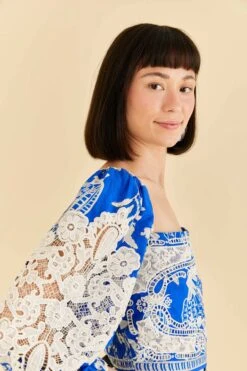 Farm Rio Blue Lace Banana Blouse 9 Farm Rio Blue Lace Banana Blouse -Farm Rio Store 309445 03