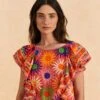 Farm Rio Coral Summer Sun Blouse 1 Farm Rio Coral Summer Sun Blouse -Farm Rio Store 309447 01