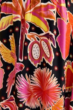 Farm Rio Black Enchanted Nature Lenzing™ Ecovero™ Viscose Midi Skirt -Farm Rio Store 309464 05