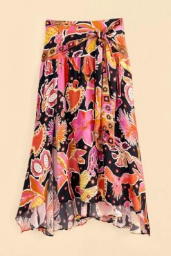 Farm Rio Black Enchanted Nature Lenzing™ Ecovero™ Viscose Midi Skirt -Farm Rio Store 309464 06
