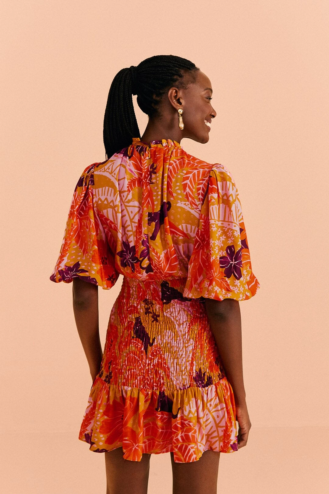 Farm Rio Beige Jungle Panther Lenzing™ Ecovero™ Viscose Mini Dress 6 Farm Rio Beige Jungle Panther Lenzing™ Ecovero™ Viscose Mini Dress - Image 4