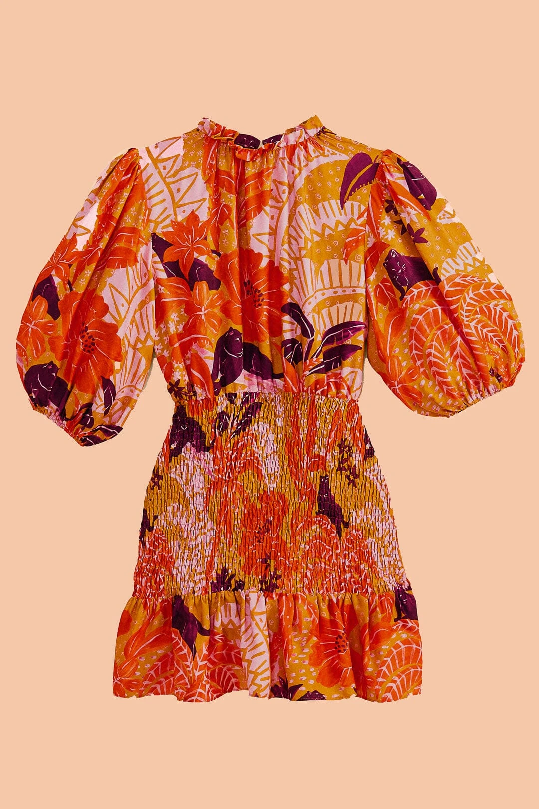 Farm Rio Beige Jungle Panther Lenzing™ Ecovero™ Viscose Mini Dress 8 Farm Rio Beige Jungle Panther Lenzing™ Ecovero™ Viscose Mini Dress - Image 6