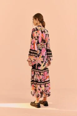 Farm Rio Black Enchanted Nature Midi Dress -Farm Rio Store 309488 04