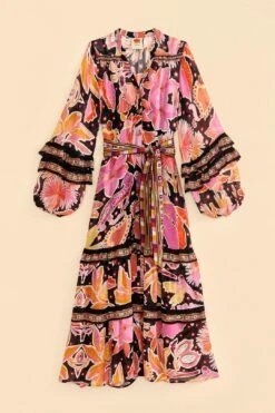 Farm Rio Black Enchanted Nature Midi Dress -Farm Rio Store 309488 06