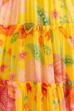Farm Rio Yellow Macaw Bloom Maxi Dress 12 Farm Rio Yellow Macaw Bloom Maxi Dress -Farm Rio Store 309490 05