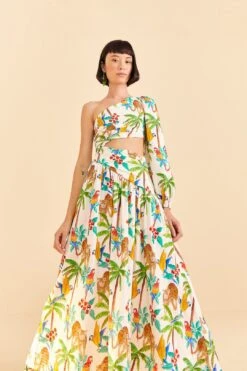 Farm Rio Tropical Paradise One Shoulder Midi Dress 8 Farm Rio Tropical Paradise One Shoulder Midi Dress -Farm Rio Store 309497 02