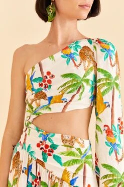 Farm Rio Tropical Paradise One Shoulder Midi Dress 9 Farm Rio Tropical Paradise One Shoulder Midi Dress -Farm Rio Store 309497 03