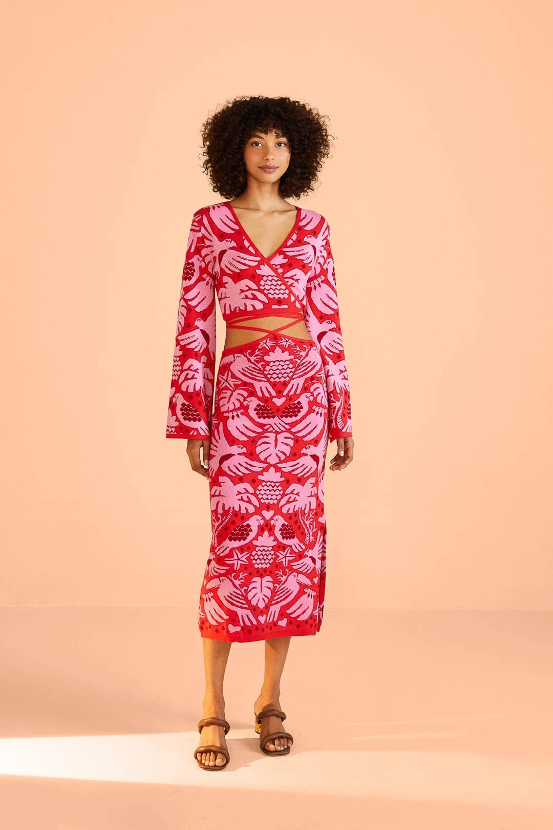 Farm Rio Red Jungle Scarf Knit Skirt 3 Farm Rio Red Jungle Scarf Knit Skirt