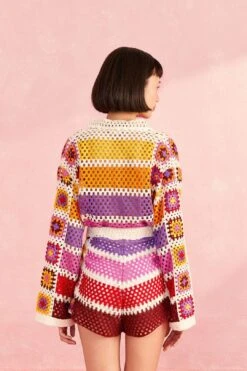 Farm Rio Mixed Crochet Stripes Shorts -Farm Rio Store 309542 04