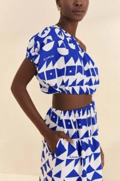 Farm Rio Off-White Pitta Tiles One-Shoulder Maxi Dress -Farm Rio Store 310650 03