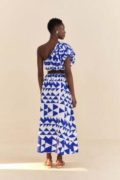 Farm Rio Off-White Pitta Tiles One-Shoulder Maxi Dress -Farm Rio Store 310650 04