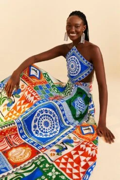 Farm Rio Off-White Pitta Colors Maxi Dress -Farm Rio Store 310672 02