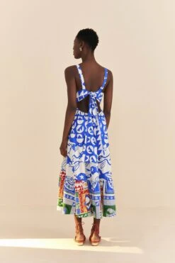 Farm Rio Mixed Pitta Colors Organic Cotton Embroidered Midi Dress -Farm Rio Store 310673 04