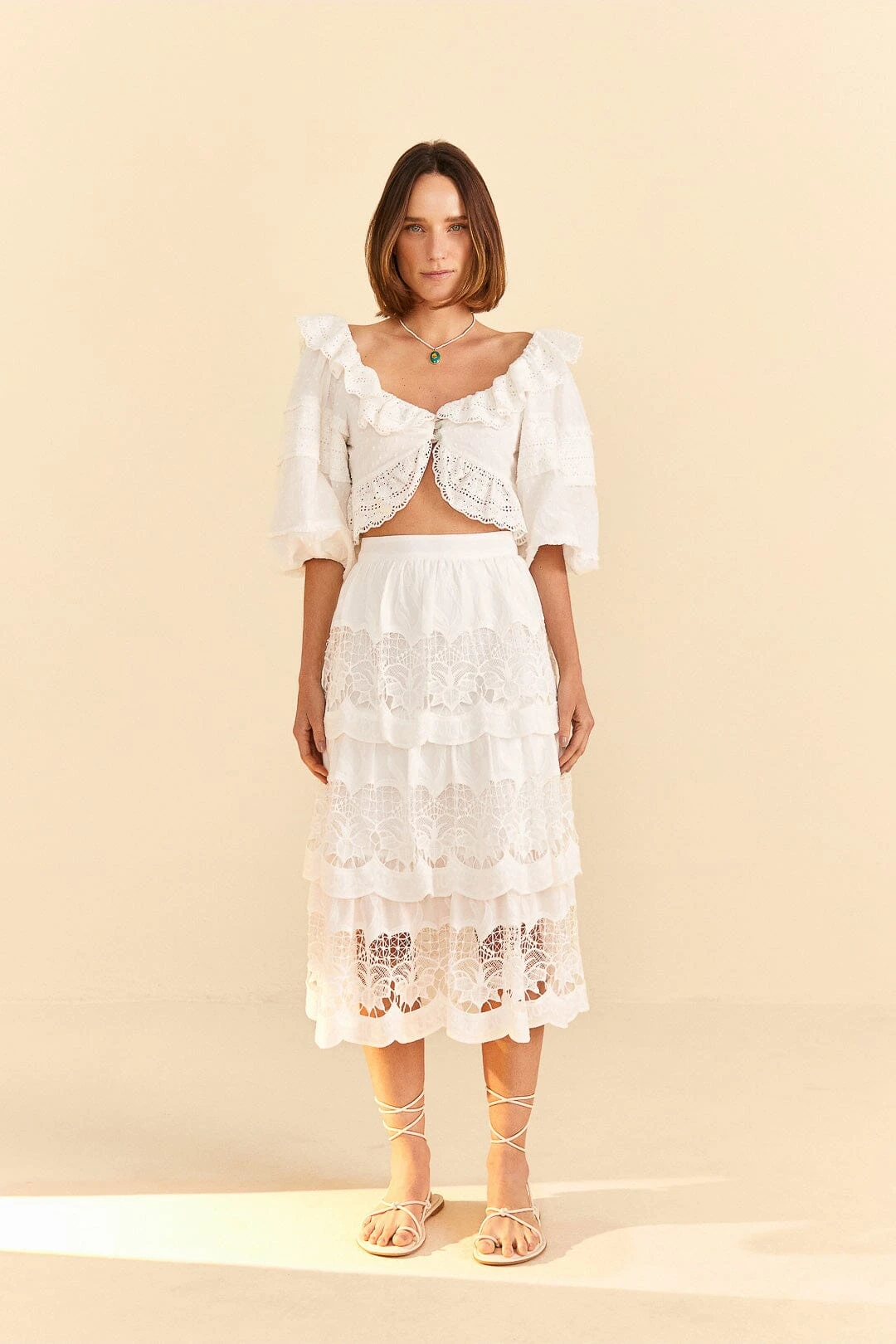 Farm Rio White Lace Midi Skirt 3 Farm Rio White Lace Midi Skirt
