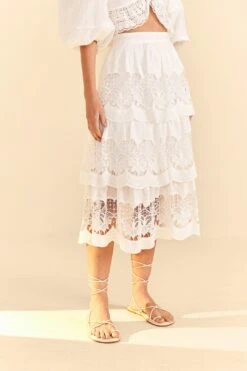Farm Rio White Lace Midi Skirt 10 Farm Rio White Lace Midi Skirt -Farm Rio Store 310676 03