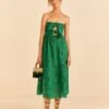 Farm Rio Green Coconut Tree Richelieu Midi Dress -Farm Rio Store 311340 01