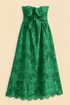 Farm Rio Green Coconut Tree Richelieu Midi Dress -Farm Rio Store 311340 06