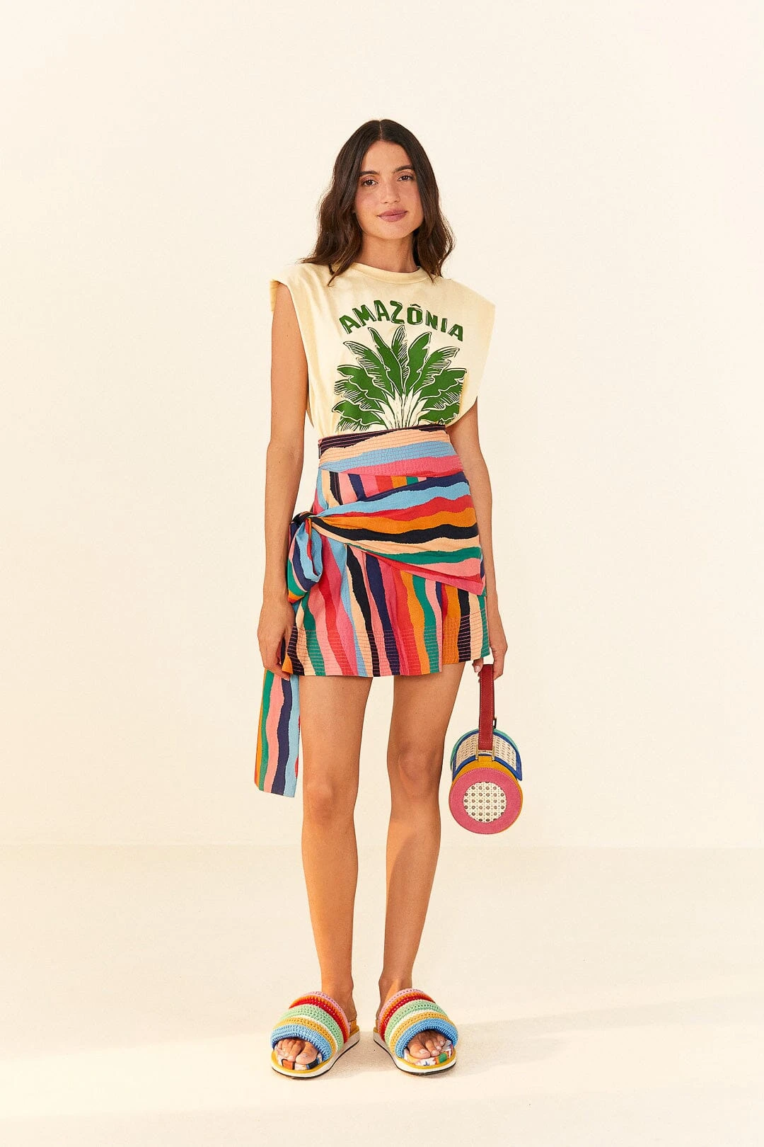 Farm Rio Super Fun Stripes Organic Cotton Mini Skirt 4 Farm Rio Super Fun Stripes Organic Cotton Mini Skirt - Image 2