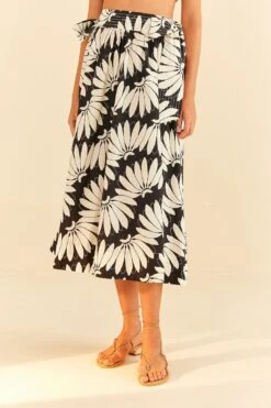 Farm Rio Black Copacabana Bow Midi Skirt -Farm Rio Store 311375 03