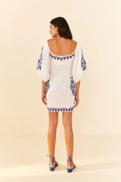 Farm Rio Off-White Navy Embroidery Mini Dress 11 Farm Rio Off-White Navy Embroidery Mini Dress -Farm Rio Store 311390 04