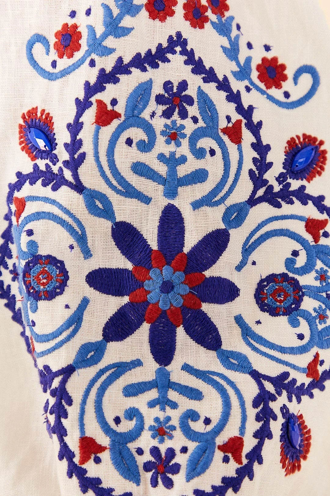 Farm Rio Off-White Navy Embroidery Mini Dress 7 Farm Rio Off-White Navy Embroidery Mini Dress - Image 5