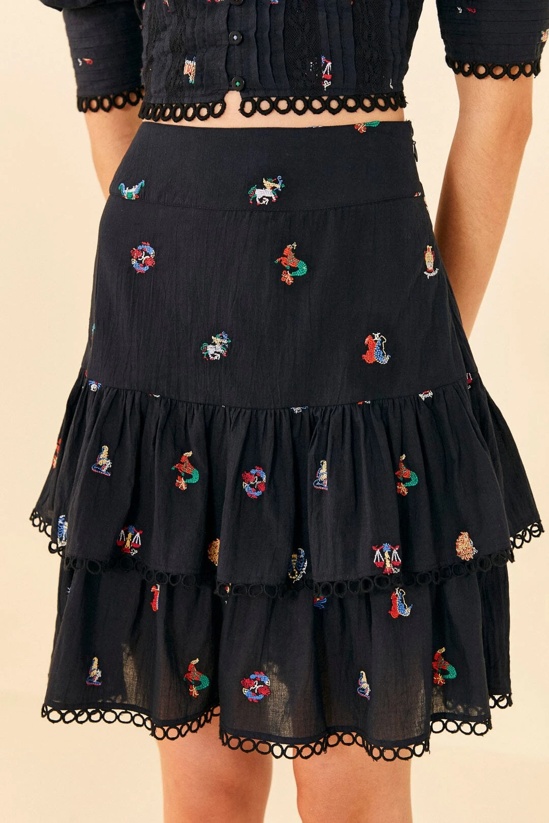 Farm Rio Zodiac Cross Stitch Mini Skirt 4 Farm Rio Zodiac Cross Stitch Mini Skirt - Image 2