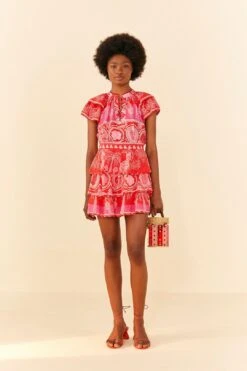 Farm Rio Red Summer Sunrise Mini Skirt 9 Farm Rio Red Summer Sunrise Mini Skirt -Farm Rio Store 311481 02