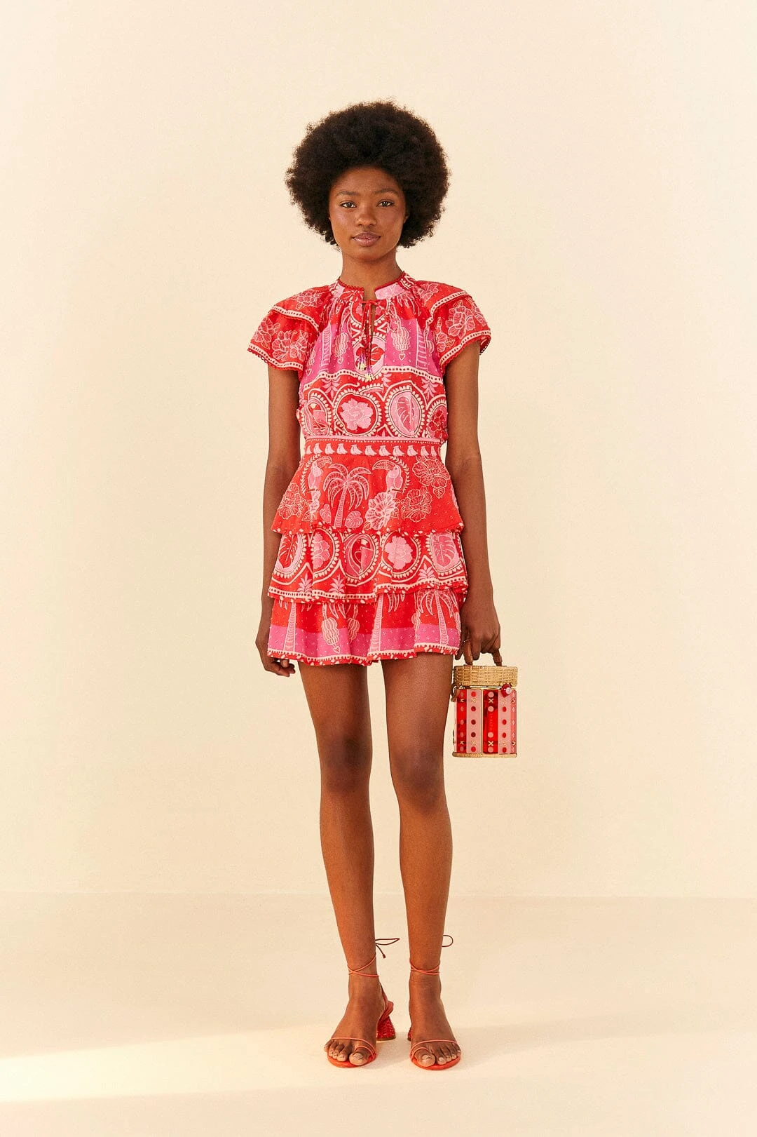 Farm Rio Red Summer Sunrise Mini Skirt 4 Farm Rio Red Summer Sunrise Mini Skirt - Image 2