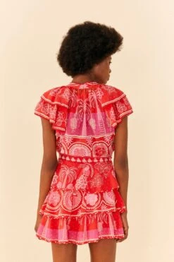 Farm Rio Red Summer Sunrise Mini Skirt 10 Farm Rio Red Summer Sunrise Mini Skirt -Farm Rio Store 311481 03