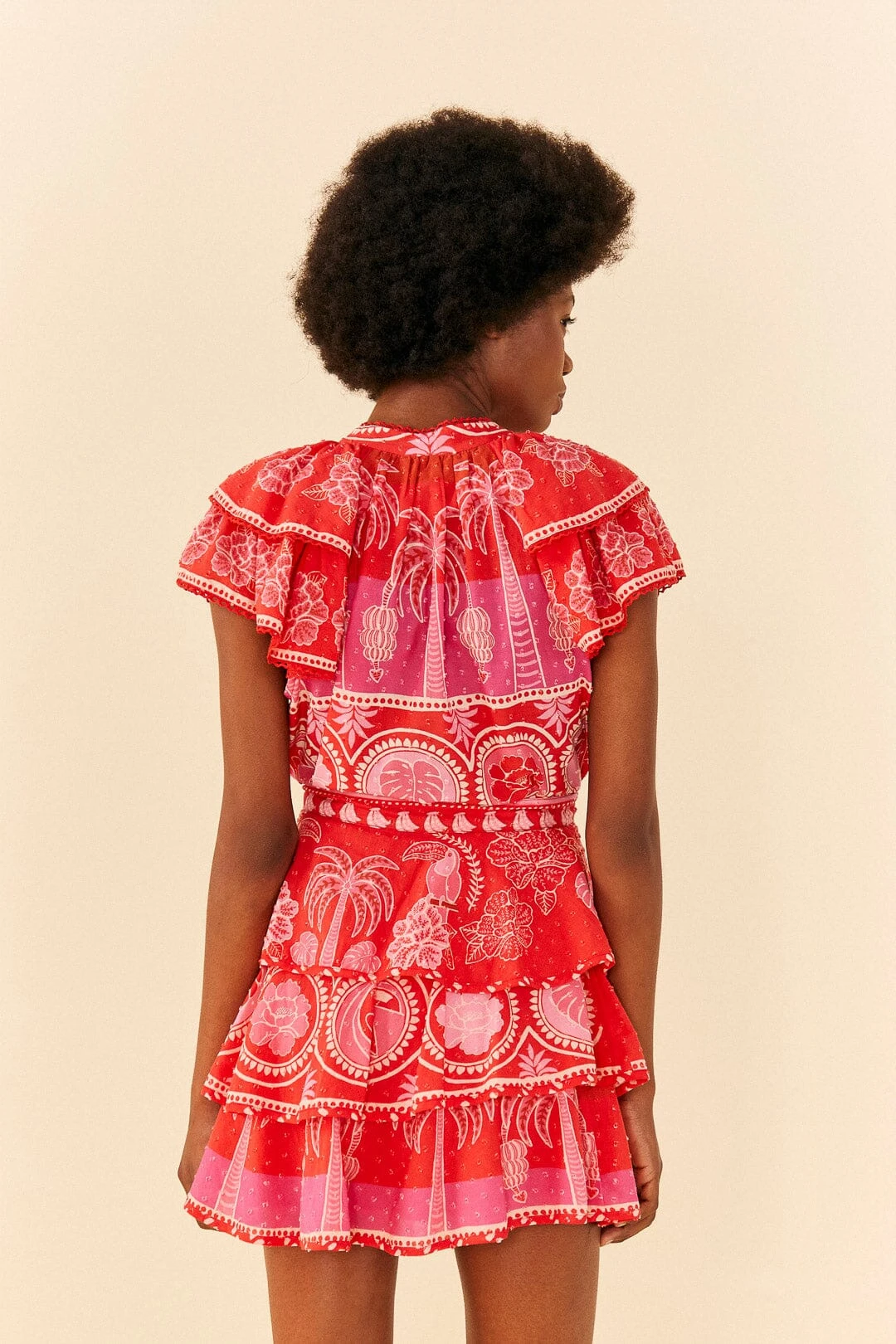 Farm Rio Red Summer Sunrise Mini Skirt 5 Farm Rio Red Summer Sunrise Mini Skirt - Image 3