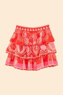 Farm Rio Red Summer Sunrise Mini Skirt 13 Farm Rio Red Summer Sunrise Mini Skirt -Farm Rio Store 311481 06