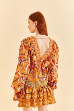 Farm Rio Yellow Palms Party Ruffle Blouse -Farm Rio Store 312021 04