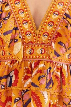 Farm Rio Yellow Palms Party Ruffle Blouse -Farm Rio Store 312021 06