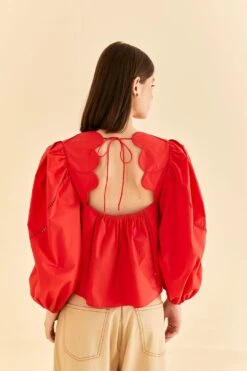Farm Rio Red Heart Shaped Neckline Blouse 10 Farm Rio Red Heart Shaped Neckline Blouse -Farm Rio Store 312025 04