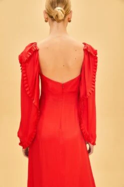 Farm Rio Red Heart Shaped Neckline Long Sleeve Midi Dress 13 Farm Rio Red Heart Shaped Neckline Long Sleeve Midi Dress -Farm Rio Store 312027 05