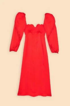 Farm Rio Red Heart Shaped Neckline Long Sleeve Midi Dress 15 Farm Rio Red Heart Shaped Neckline Long Sleeve Midi Dress -Farm Rio Store 312027 07 1
