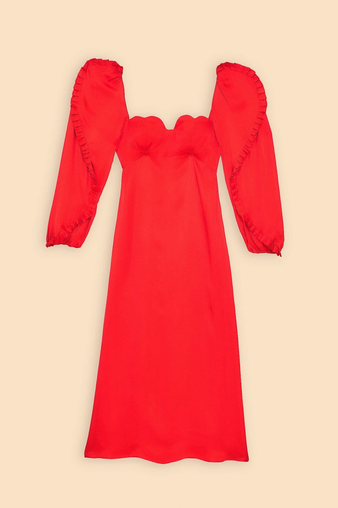 Farm Rio Red Heart Shaped Neckline Long Sleeve Midi Dress 9 Farm Rio Red Heart Shaped Neckline Long Sleeve Midi Dress - Image 7