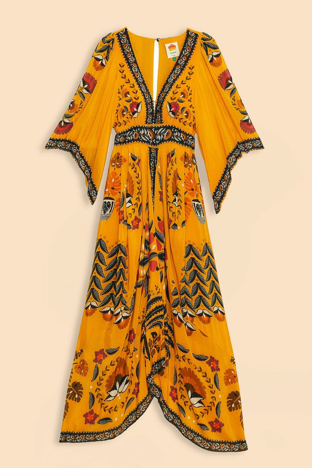 Farm Rio Yellow Tropical Tapestry Kaftan Dress 8 Farm Rio Yellow Tropical Tapestry Kaftan Dress - Image 6