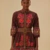 Farm Rio Brown Bright Flora Short Sleeve Mini Dress -Farm Rio Store 312050 01