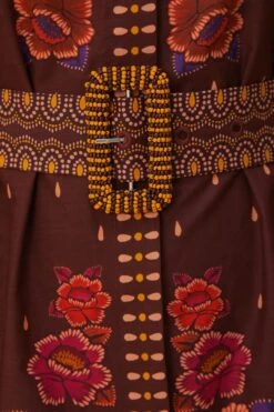 Farm Rio Brown Bright Flora Short Sleeve Mini Dress -Farm Rio Store 312050 06