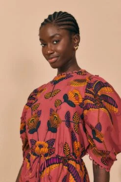 Farm Rio Blush Living Bloom Short Sleeve Mini Dress -Farm Rio Store 312186 02